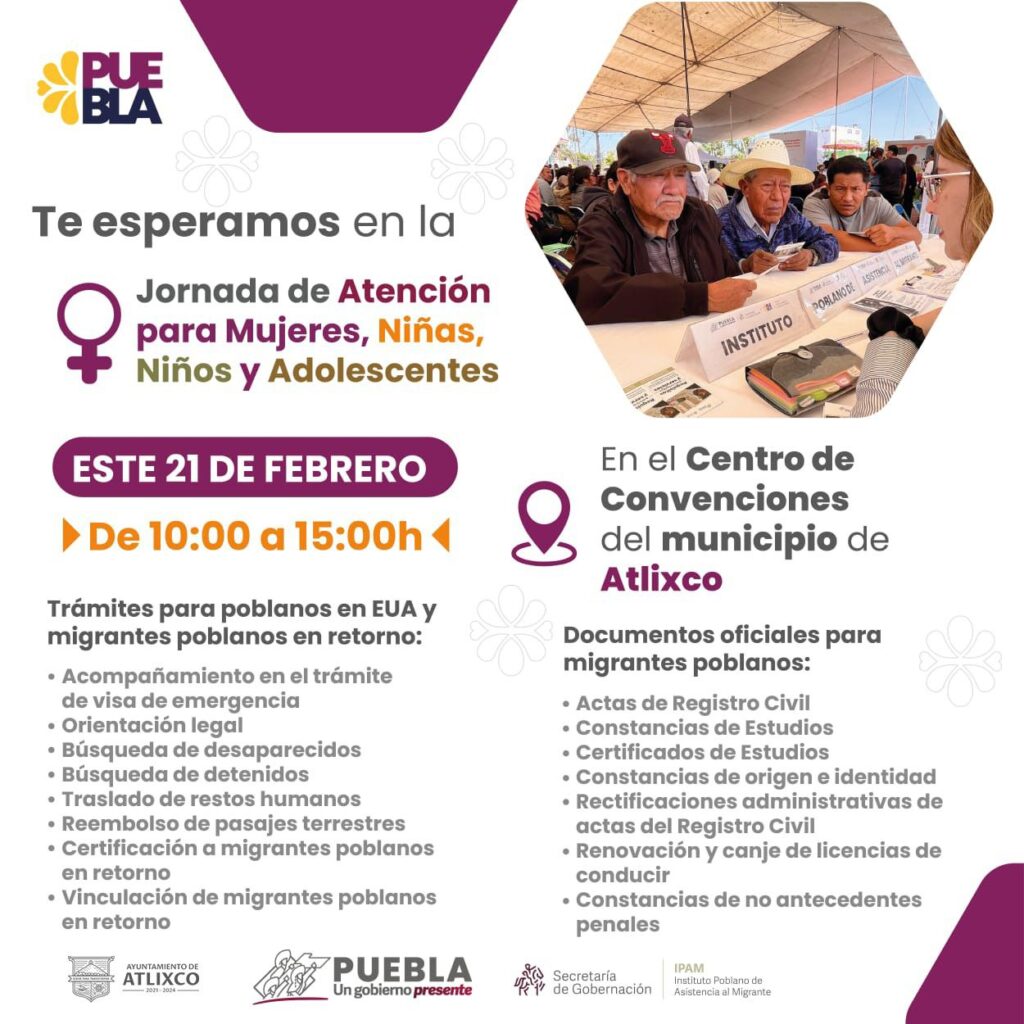 Ariadna Ayala invita a la jornada de atención para mujeres, niñas, niños y adolescentes en el Centro de Convenciones Atlixco