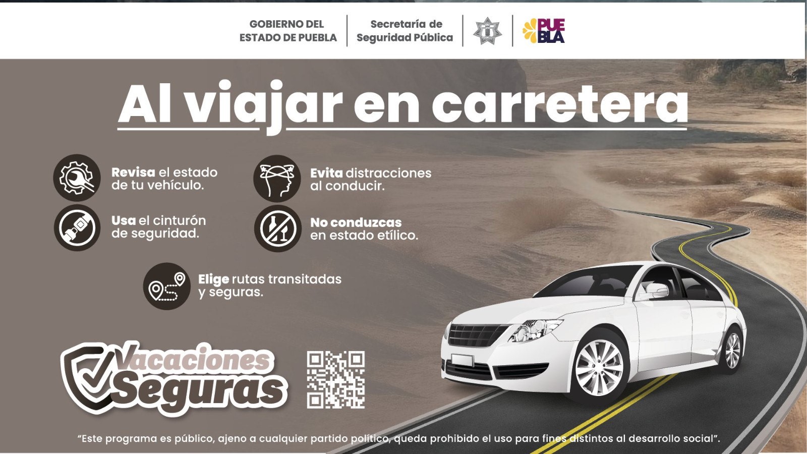 Gobierno de Puebla emite recomendaciones para viajar en carretera 