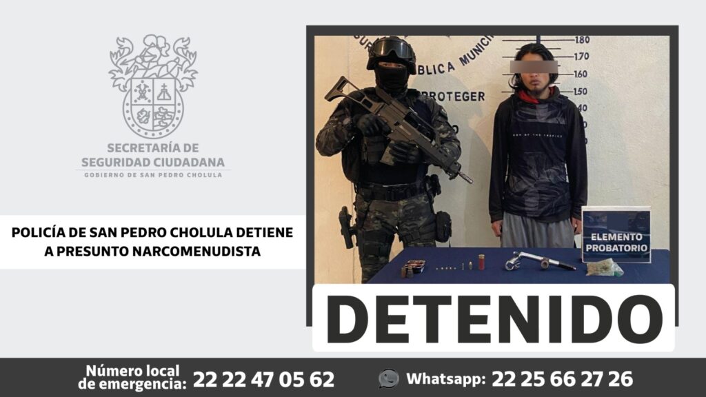 Atrapan a presunto narcomenudista en San Pedro Cholula