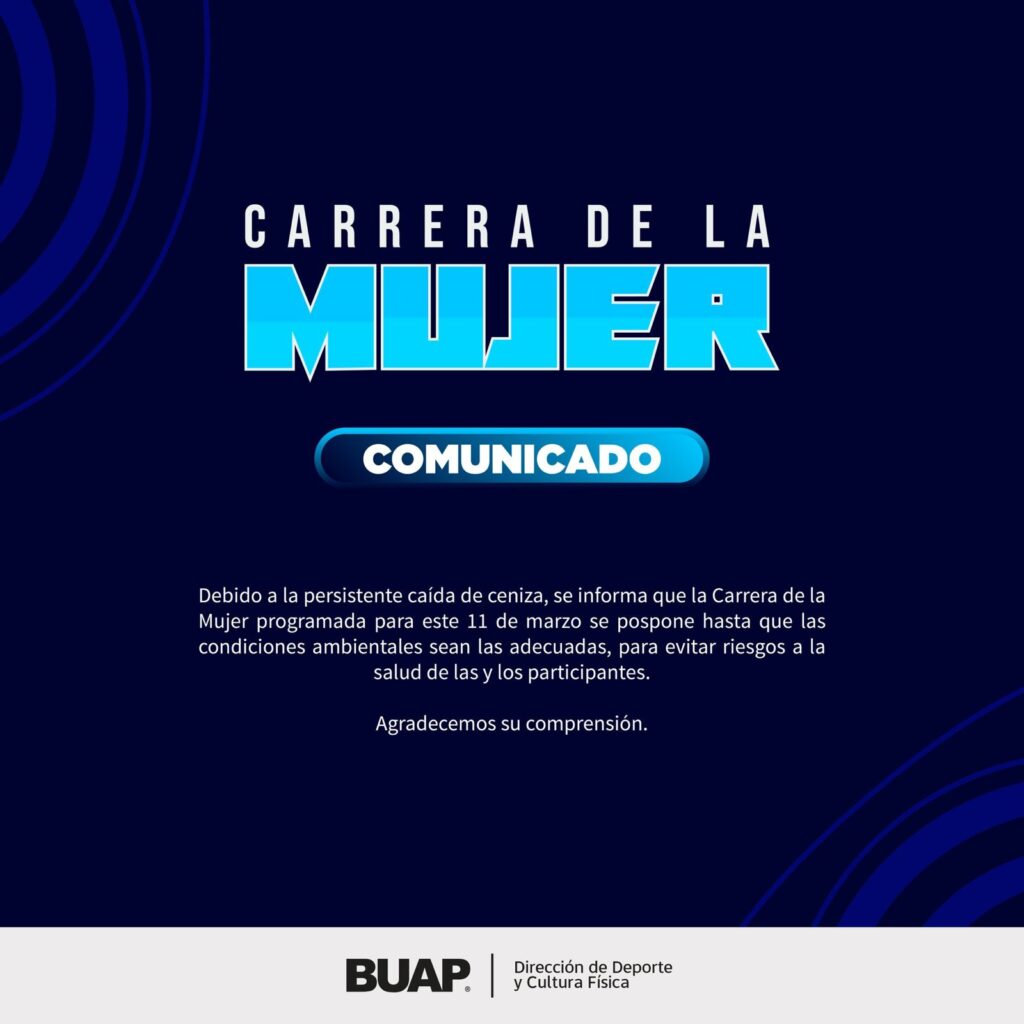 Pospone BUAP Carrera de la Mujer por caída de ceniza