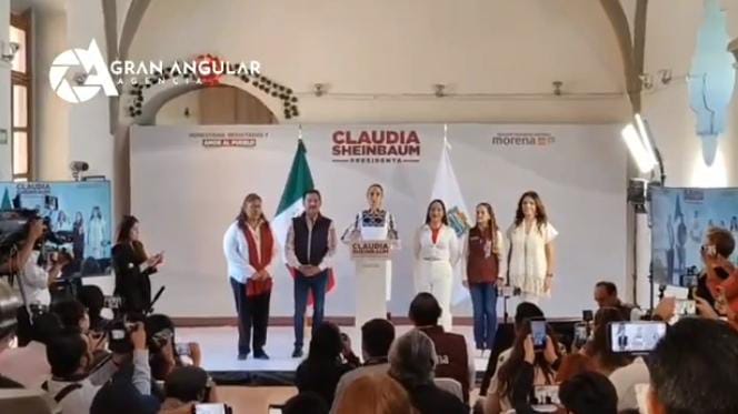Video desde Puebla: Obras carreteras y mejorar la Guardia Nacional, ofreció Claudia Sheinbaum en Tehuacán