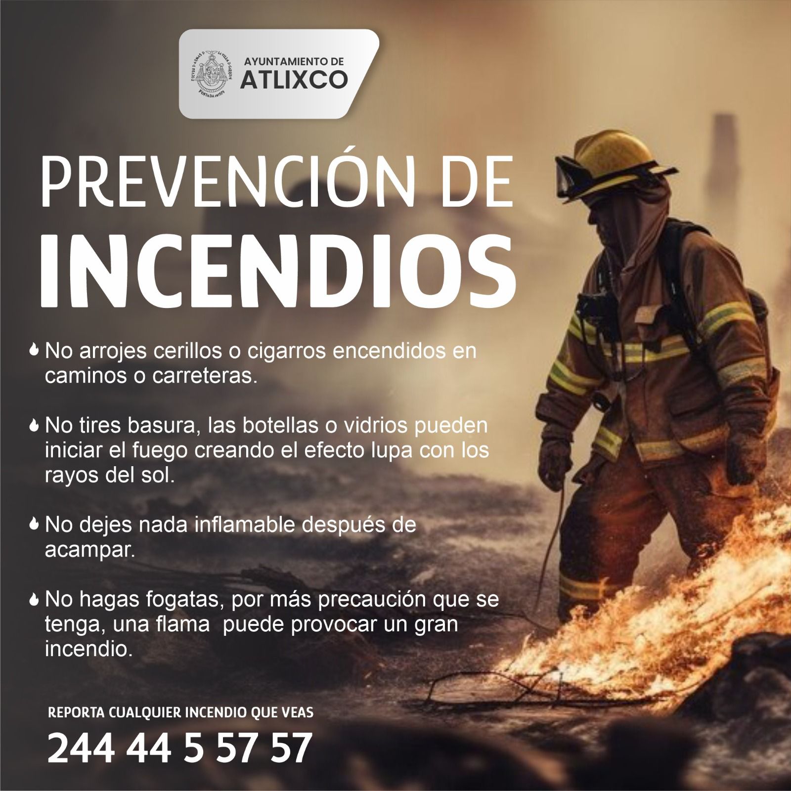 ¡Cuida Atlixco! evita incendios forestales con estas recomendaciones