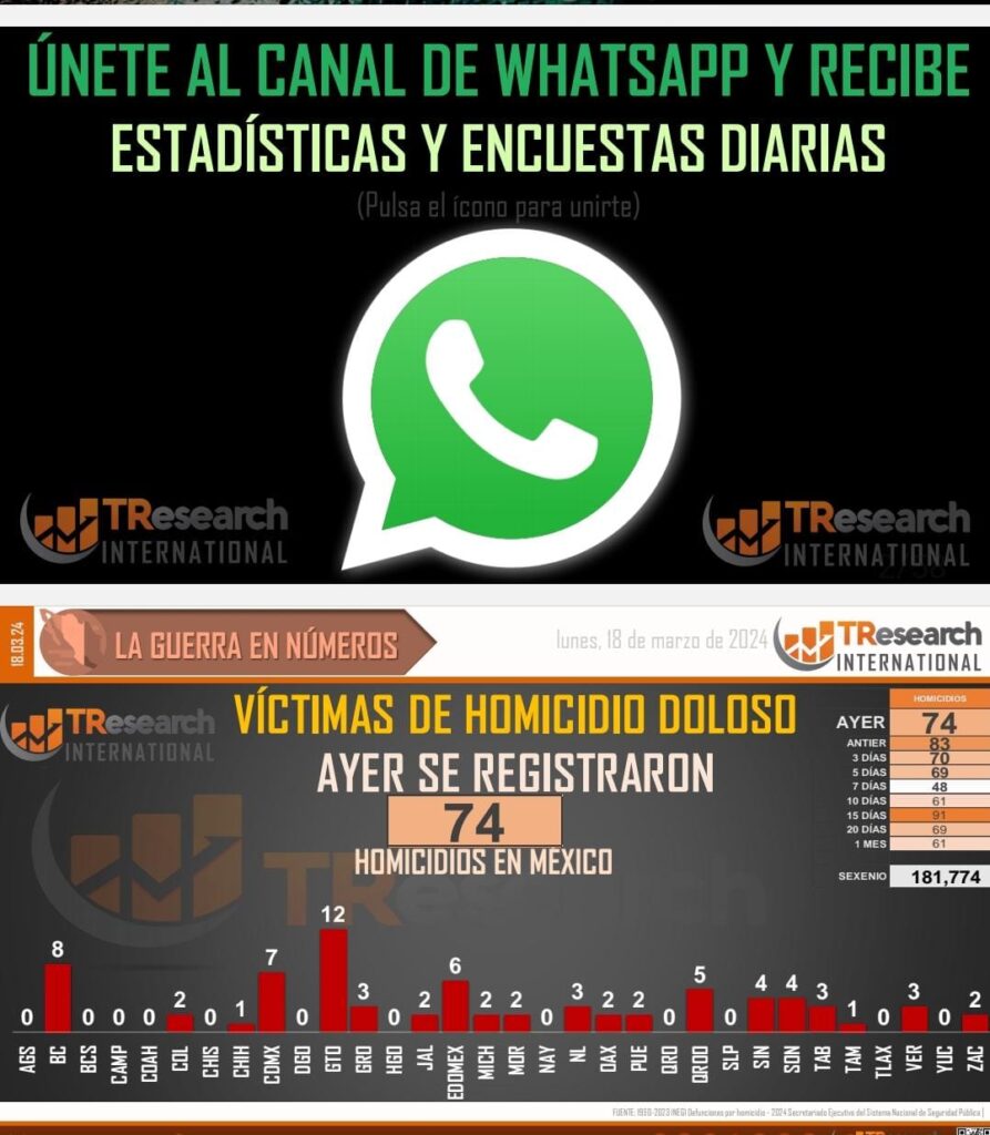 México acumula 181 mil asesinatos intencionales desde diciembre del 2018: TResearch