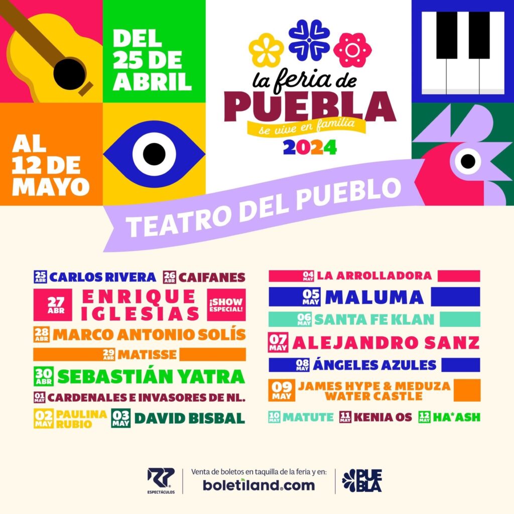 Te presentamos el cartel de artistas de la Feria de Puebla 2024