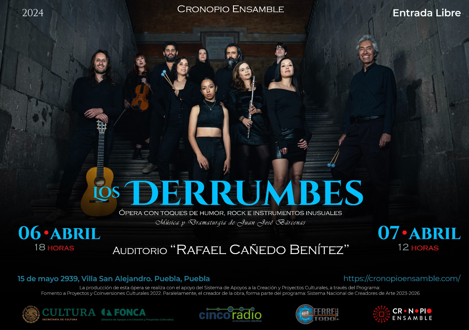 Cronopio Ensamble presentará en Puebla la ópera “Los Derrumbes”, de José Bárcenas