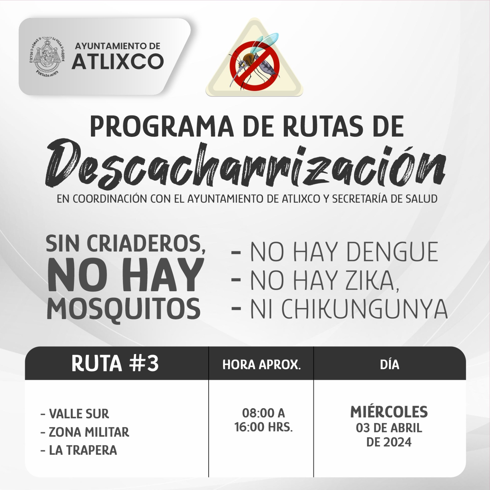 Desde Atlixco: Ayuntamiento realiza campaña contra el dengue y otras enfermedades transmitidas por moscos
