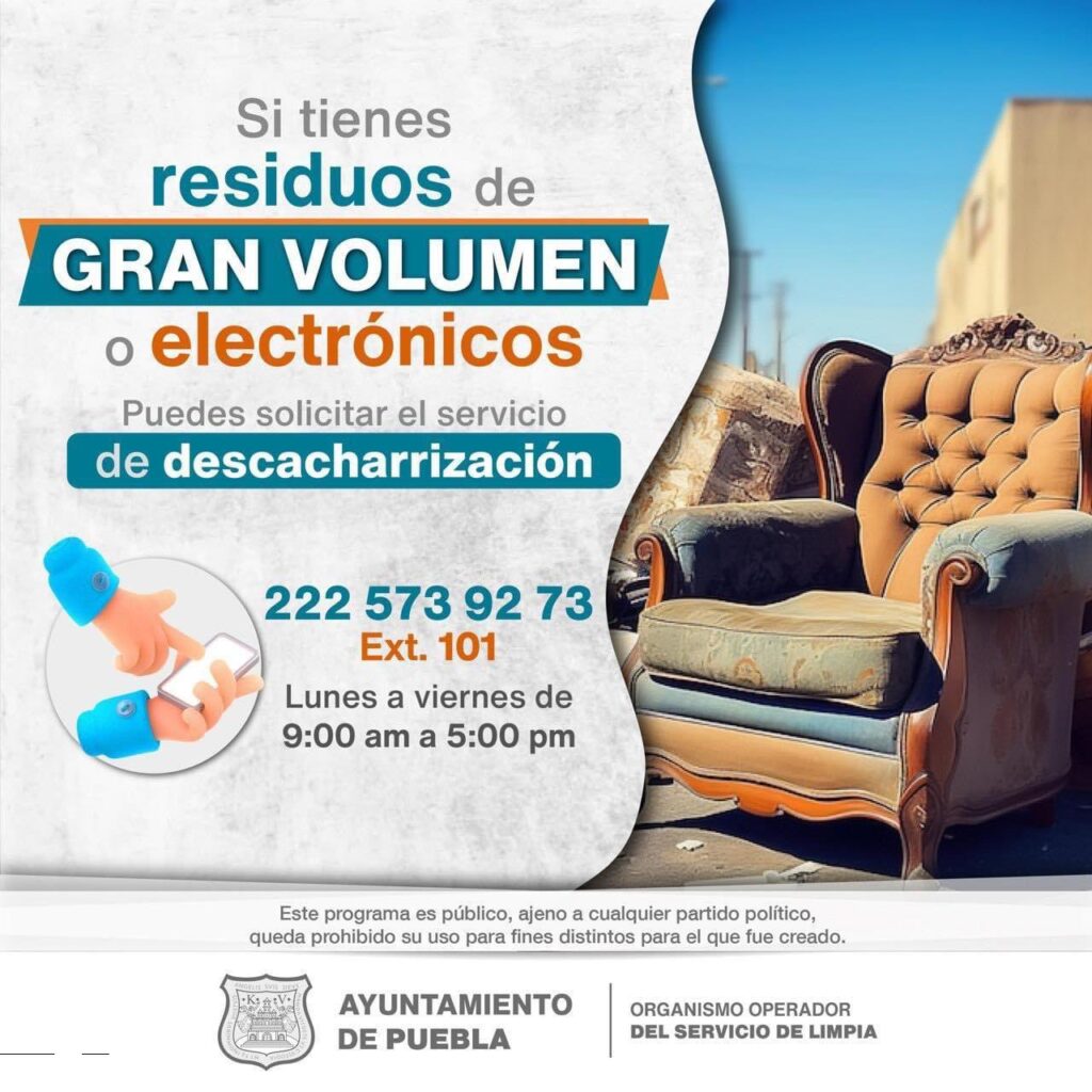 Ayuntamiento de Puebla informa que servicio de descacharrización continúa