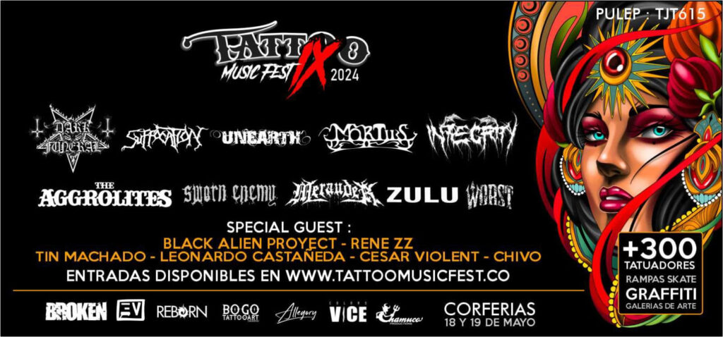 Corferias recibe el próximo 18 y 19 de mayo al Tattoo Music Fest, el festival más grande del tatuaje y la música