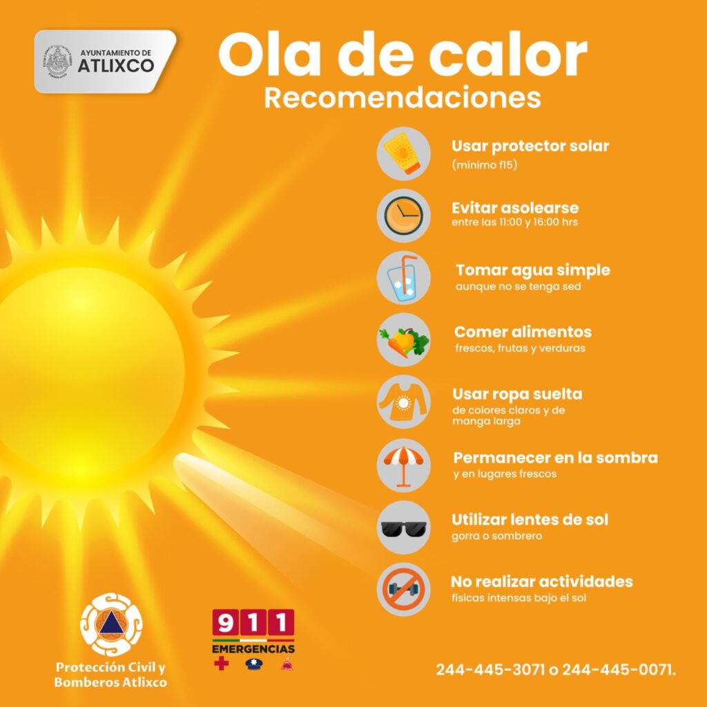 Seguirán las altas temperaturas en Atlixco; te hacemos algunas recomendaciones