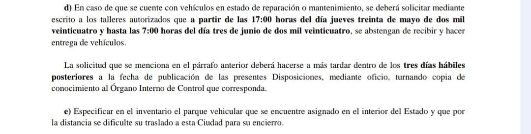 A partir de hoy y hasta el lunes, vehículos oficiales del gobierno estatal serán resguardados