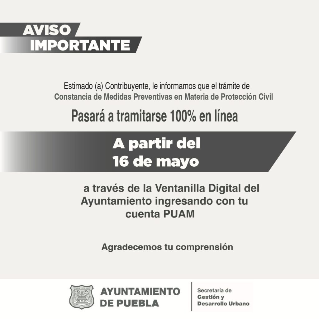 Secretaría de Gestión y Desarrollo Urbano actualizará el trámite de “Constancia de Medidas Preventivas en Materia de Protección Civil”