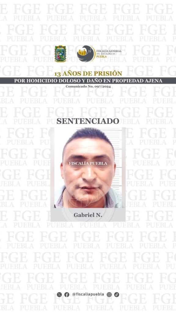 13 años de prisión por homicidio doloso y daño en propiedad ajena