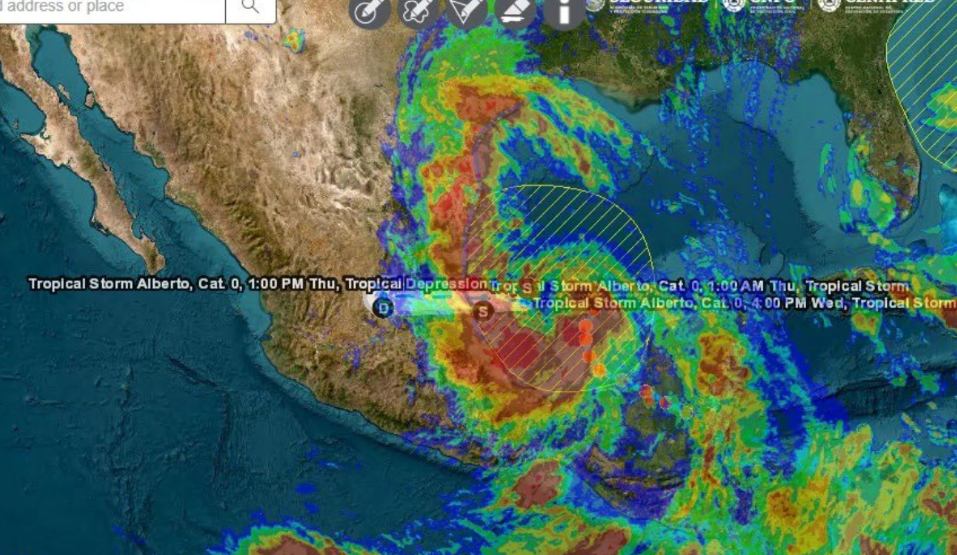 Activan alerta naranja en zonas de Tamaulipas y Veracruz por paso de ‘Alberto’
