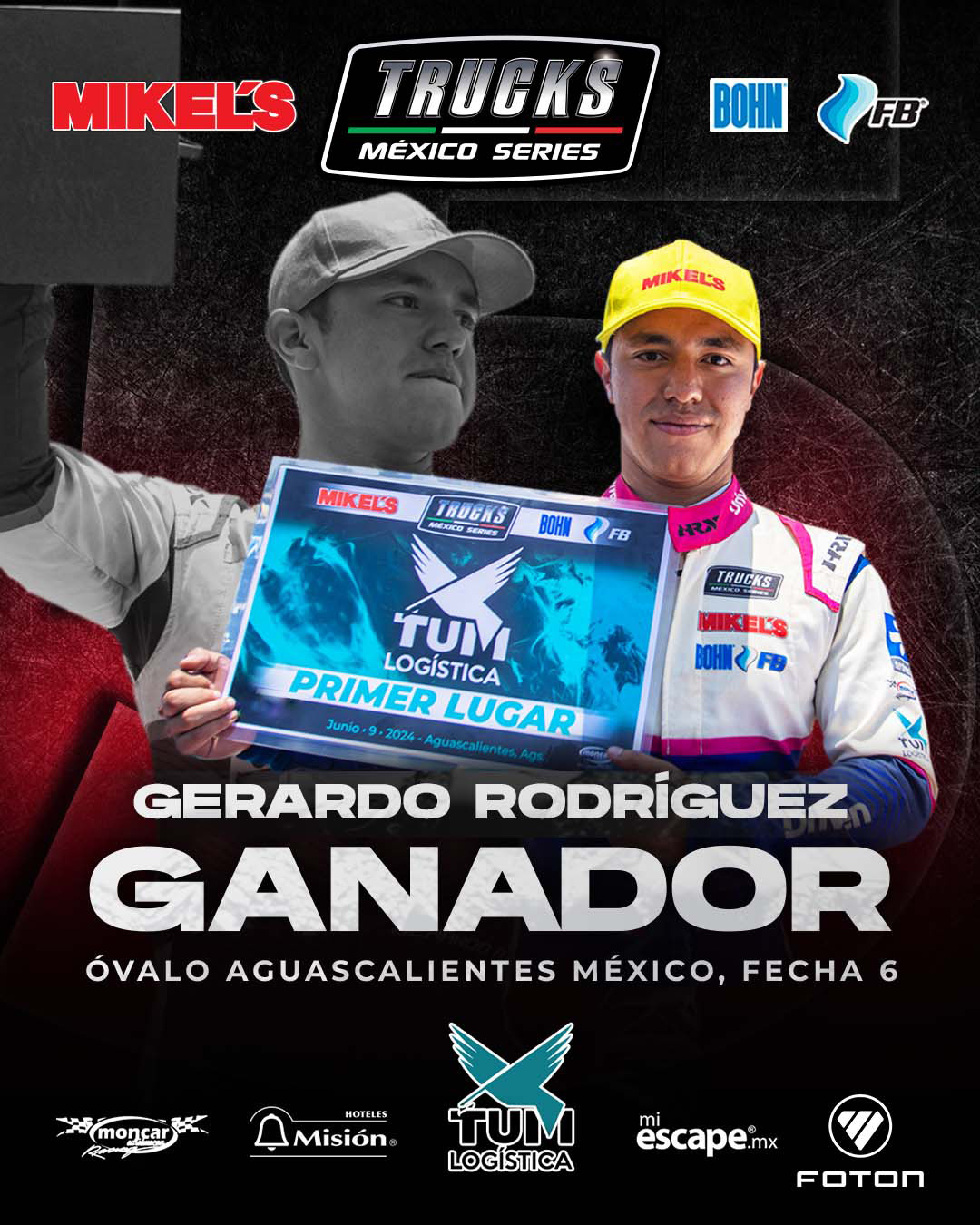 Gerardo Rodríguez, triunfó en emocionante competencia de Trucks México Series en Aguascalientes