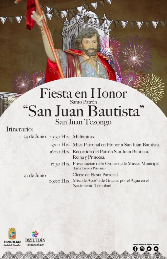 Desde Teziutĺan: Anuncian fiesta de San Juan Bautista