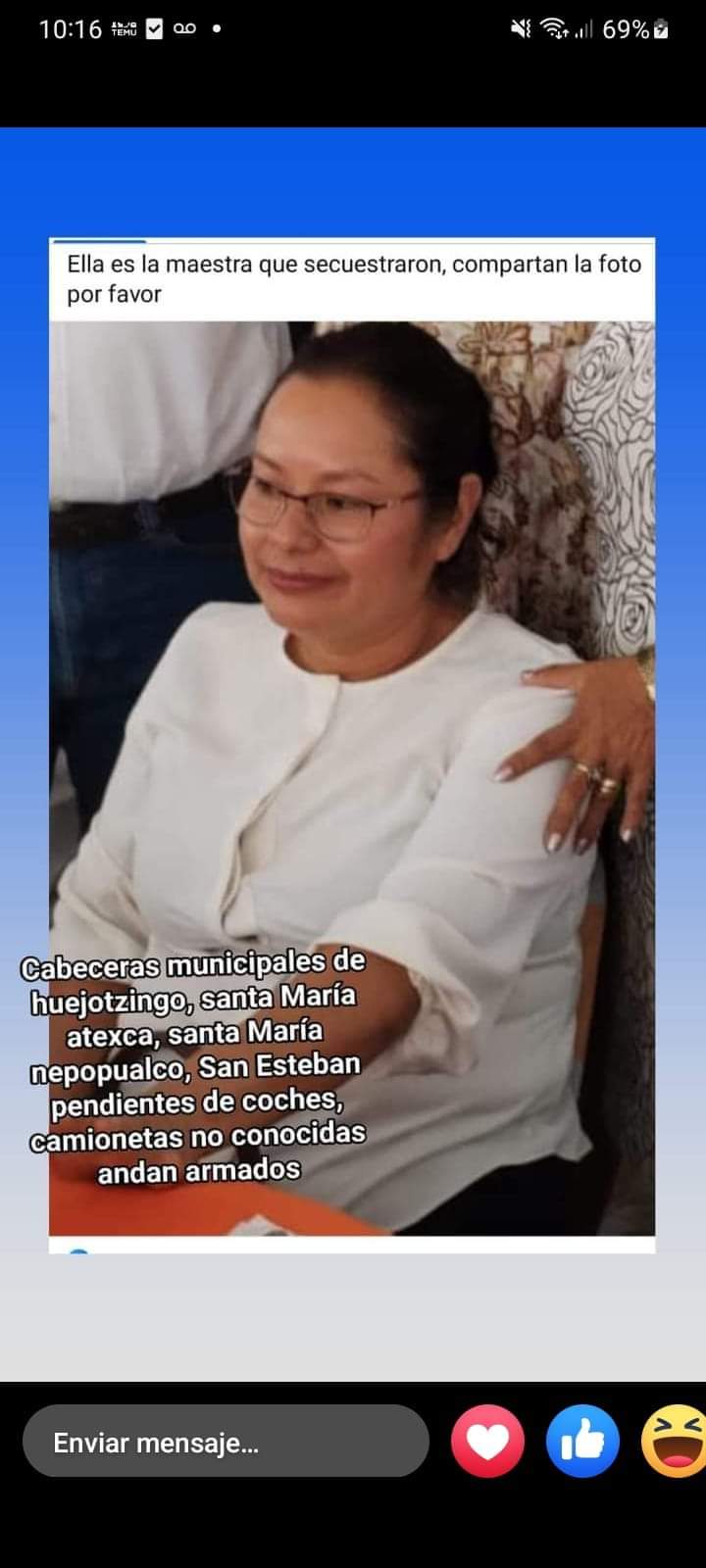 Denuncian presunto secuestro de maestra de telesecundaria en Santa María Tianguistenco, Huejotzingo