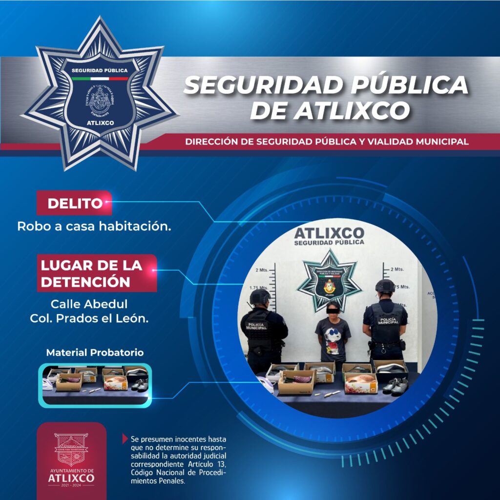 Desde Atlixco: Detienen a 4 presuntos rateros en diferentes acciones policiacas