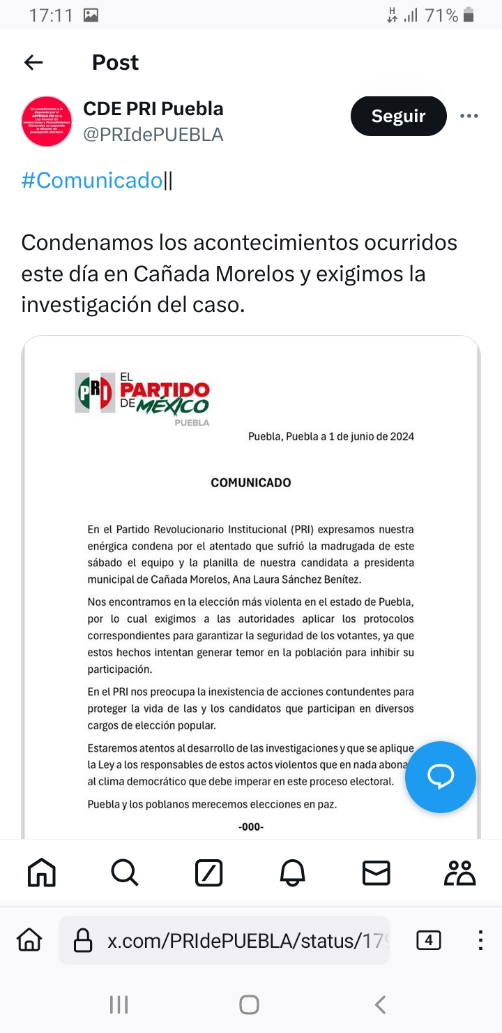 PRI denuncia atentado a su candidata en Cañada Morelos