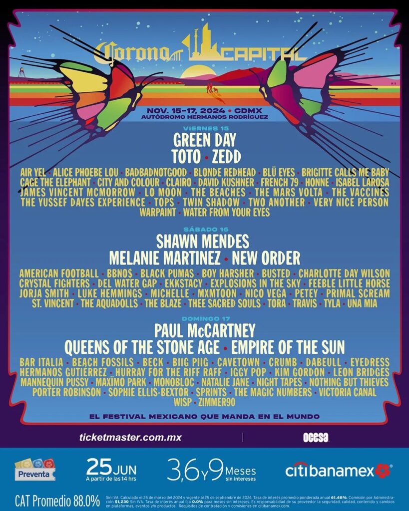 Corona Capital 2024 revela cartel con Green Day, Paul McCartney, Shaw Mendes y más