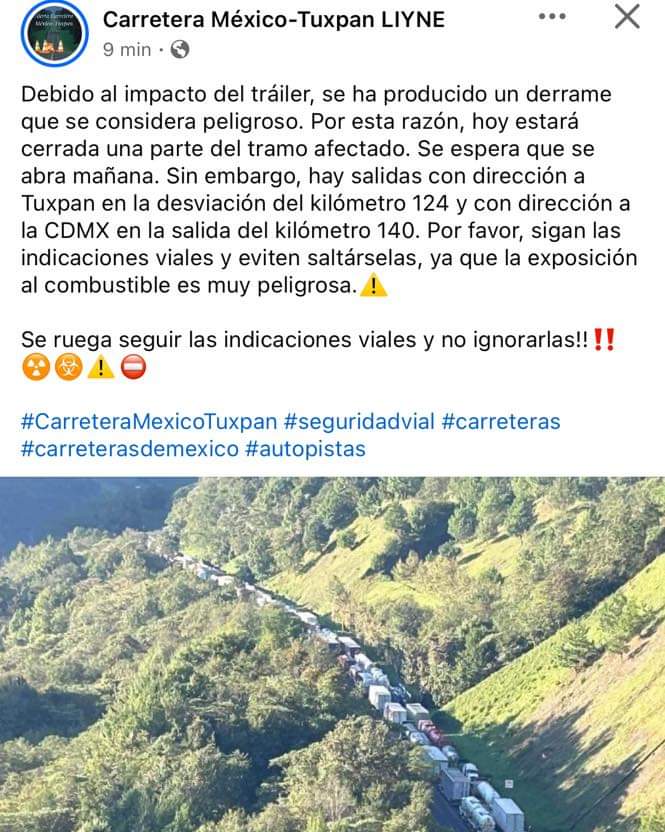 ¡HASTA MAÑANA sería reabierta la autopista México Tuxpan en el tramo Huauchinango!