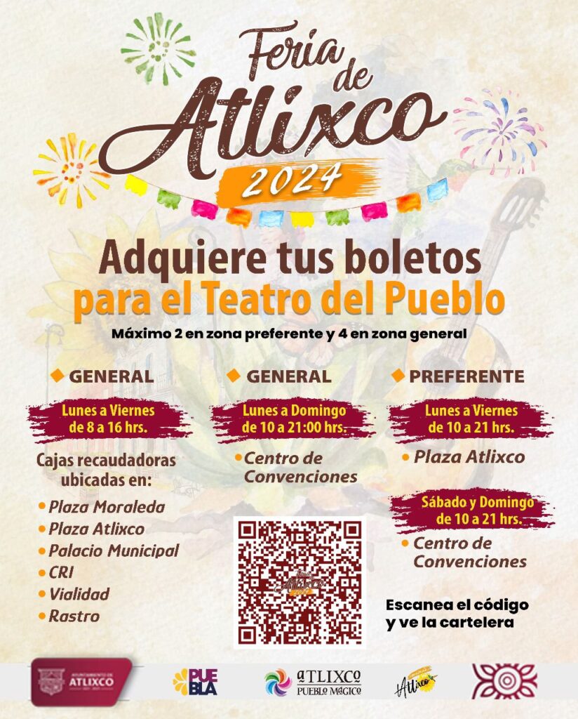 Conoce los puntos de venta de boletos para ver a tu artista favorito en la Feria de Atlixco 2024