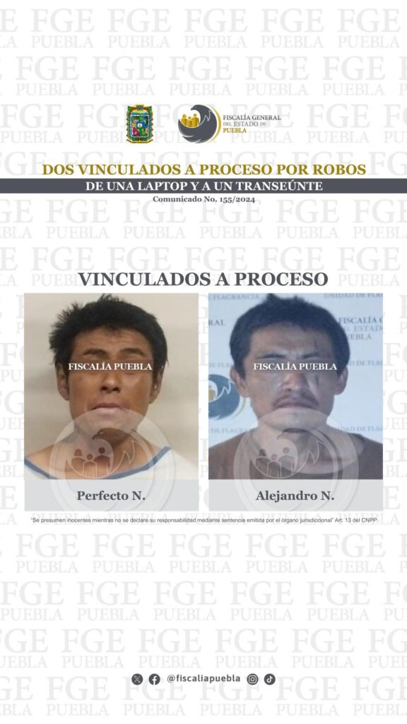 Dos vinculados a proceso por robos de una laptop y a un transeúnte