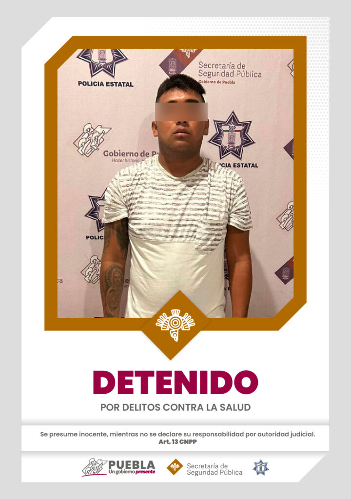 En Tehuacán, detiene Policía Estatal a “El Moreno”, presunto narcomenudista