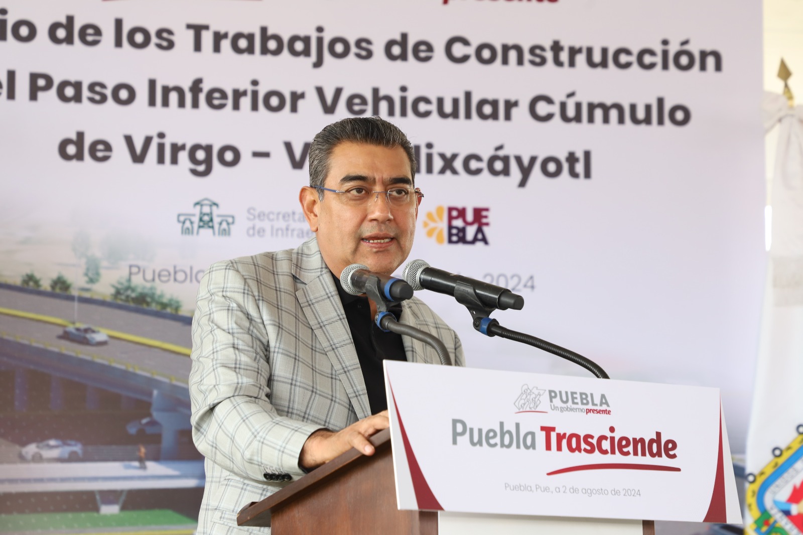 Video desde Puebla: Sergio Salomón inició obra de movilidad en la vía Atlixcáyotl