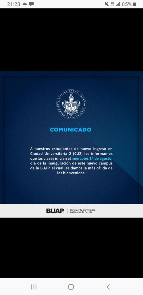 ¡Todo listo para que el miércoles inicien las clases en CU2 BUAP!