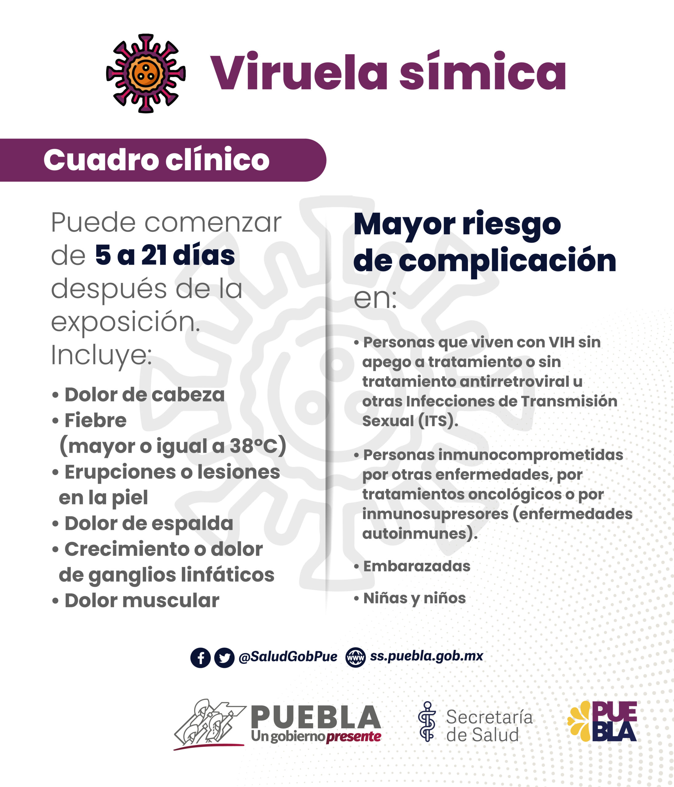 Descarta Salud Puebla viruela símica alertada por la OMS