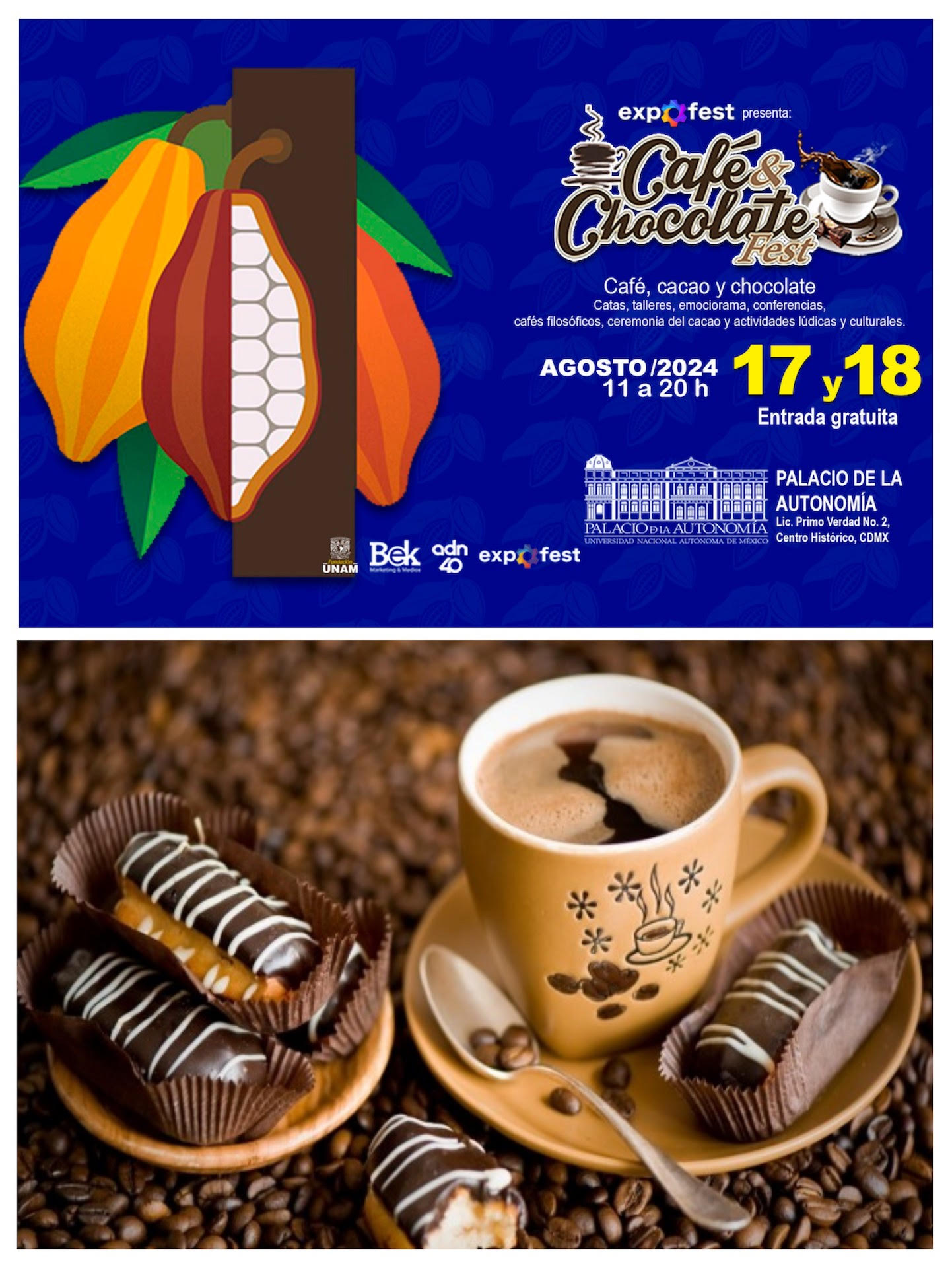 Este 17 y 18 de agosto, el Café & Chocolate Fest regresa al Palacio de la Autonomía en el Centro Histórico, CDMX