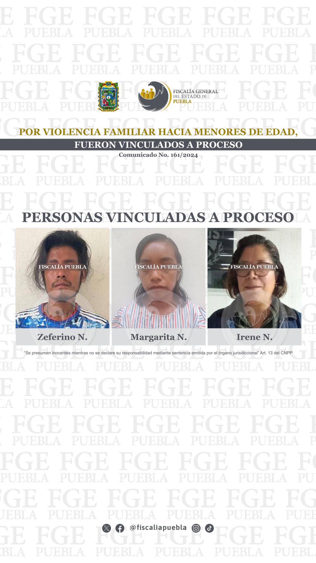 Por violencia familiar hacia menores de edad, fueron vinculados a proceso