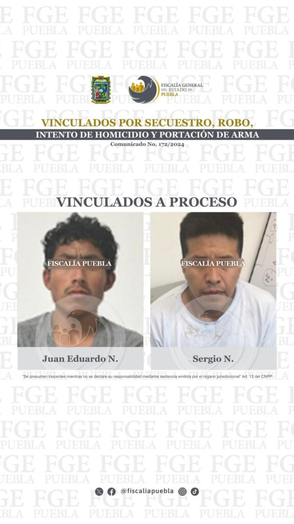 Vinculados por secuestro, robo, intento de homicidio y portación de arma