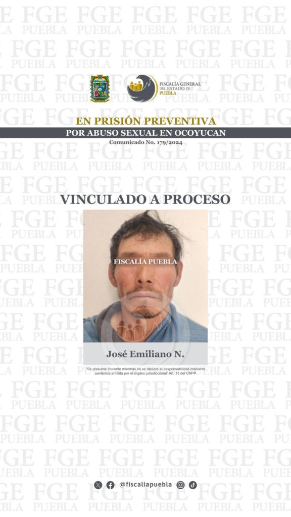 En prisión preventiva por abuso sexual en Ocoyucan