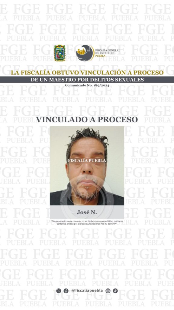 Por actos lascivos contra adolescente de 13 años, maestro de San Andrés Cholula fue vinculado a delito
