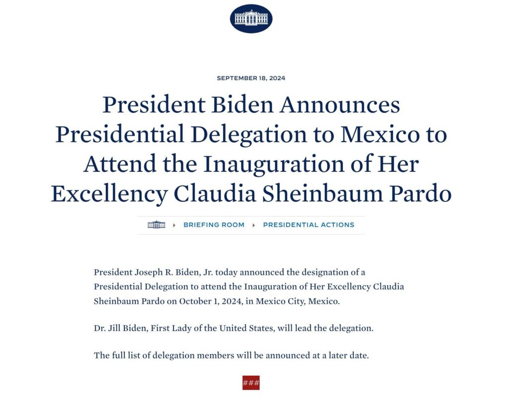 Mandatarios de diferentes países asistirán a la toma de protesta de Claudia Sheinbaum