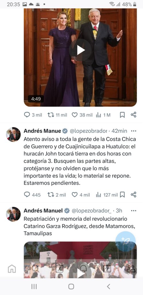 AMLO advierte que “en dos horas” el huracán John tocará tierra