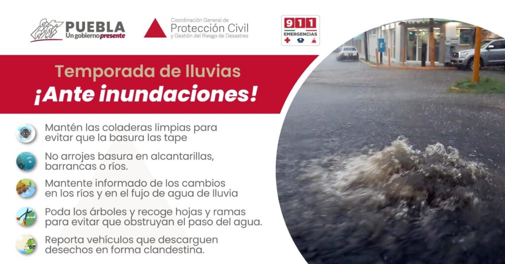 Puebla inició la semana con lluvias de ligeras a moderadas