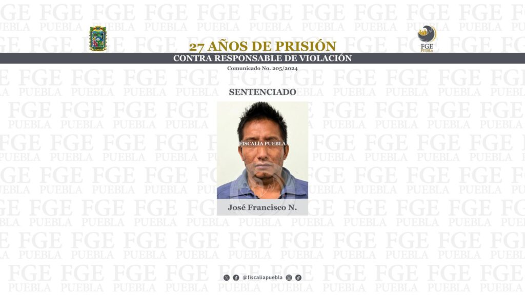 27 años de prisión contra responsable de violación