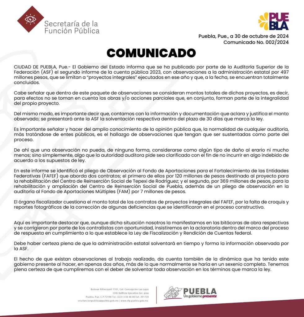 Gobierno dará respuesta a observaciones de la ASF: Secretaría de la Función Pública