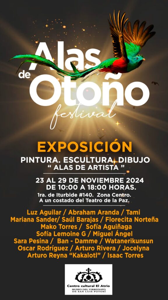 Se invita al público en general al Festival Alas de Otoño 3era Edición 2024 en el atrio, Centro Cultural del Museo del Virreinato