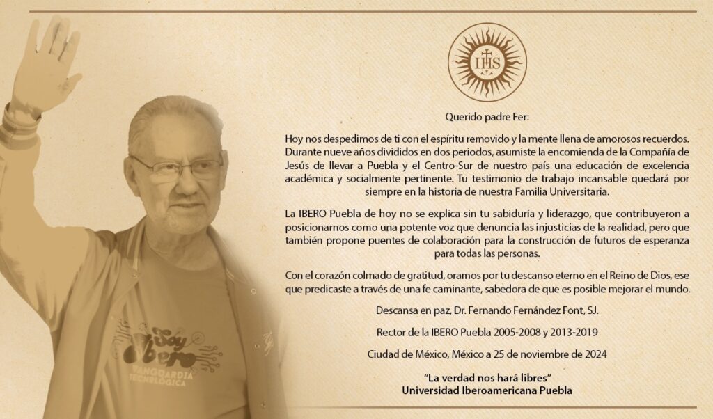 Muere ex rector de la Ibero Puebla, Fernando Fernández