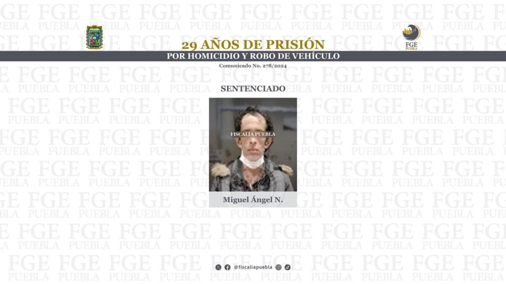 29 años de prisión por homicidio y robo de vehículo