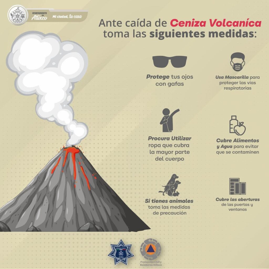 Recomendaciones ante caída de ceniza volcánica: Ayuntamiento de Atlixco