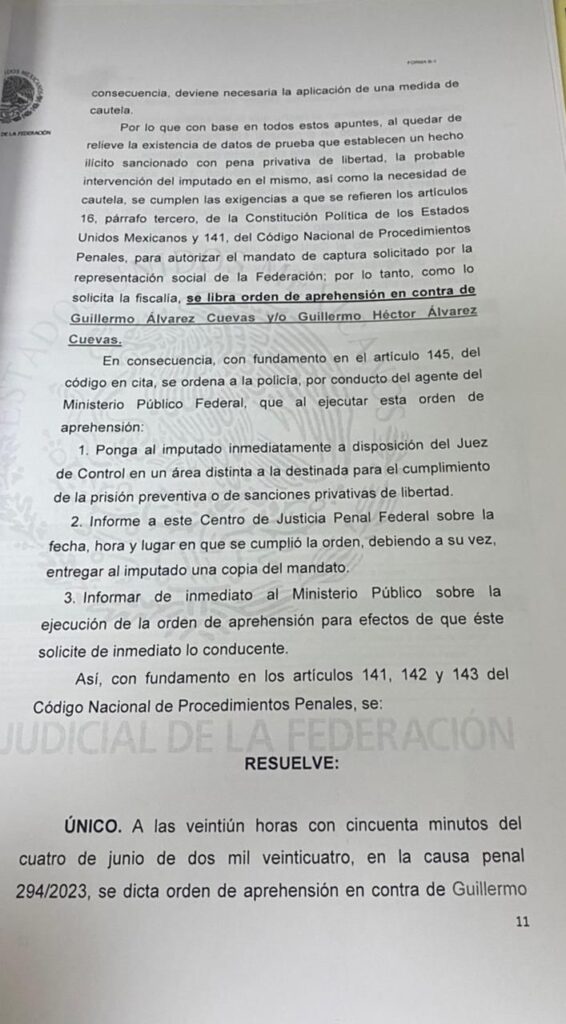 La FGR ejecuta nueva orden de aprehensión  en contra de “Billy” Álvarez