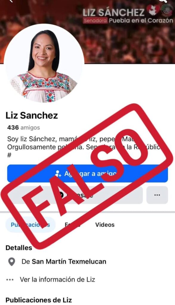 Crean falsa cuenta de Twitter de la senadora Liz Sánchez