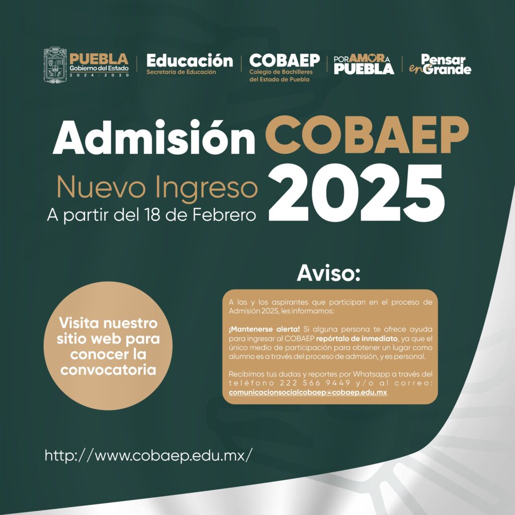 Inicia proceso de admisión COBAEP para el ciclo escolar 2025-2026