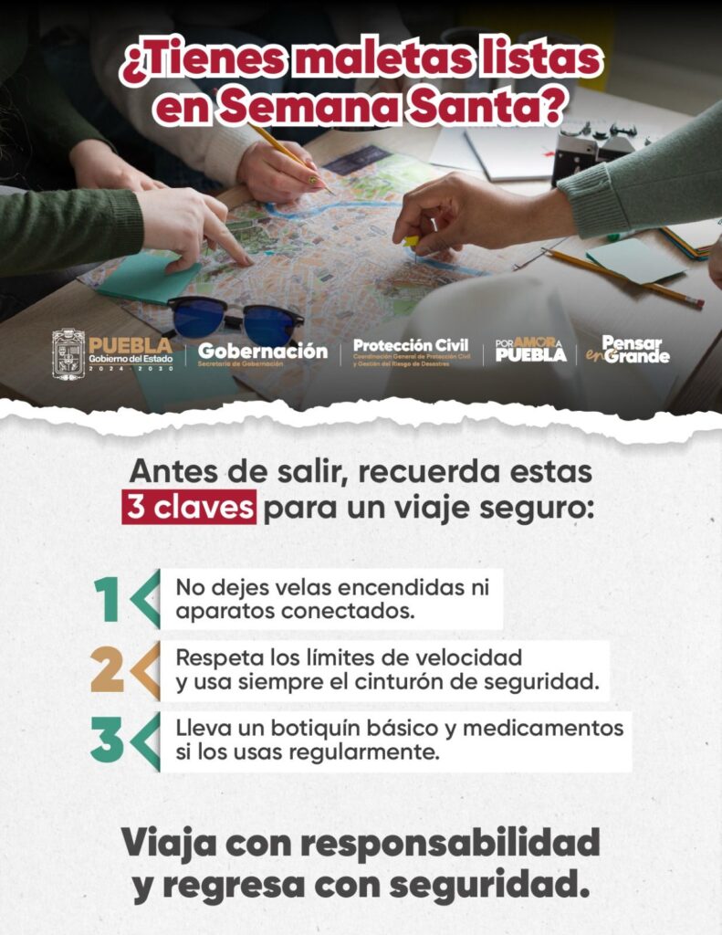 Emite gobierno de Puebla recomendaciones para salir de viaje