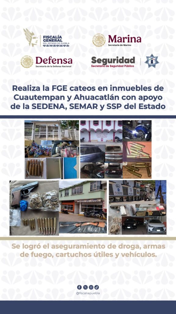 Armas y drogas habrían encontrado en la casa del edil de Cuautempan