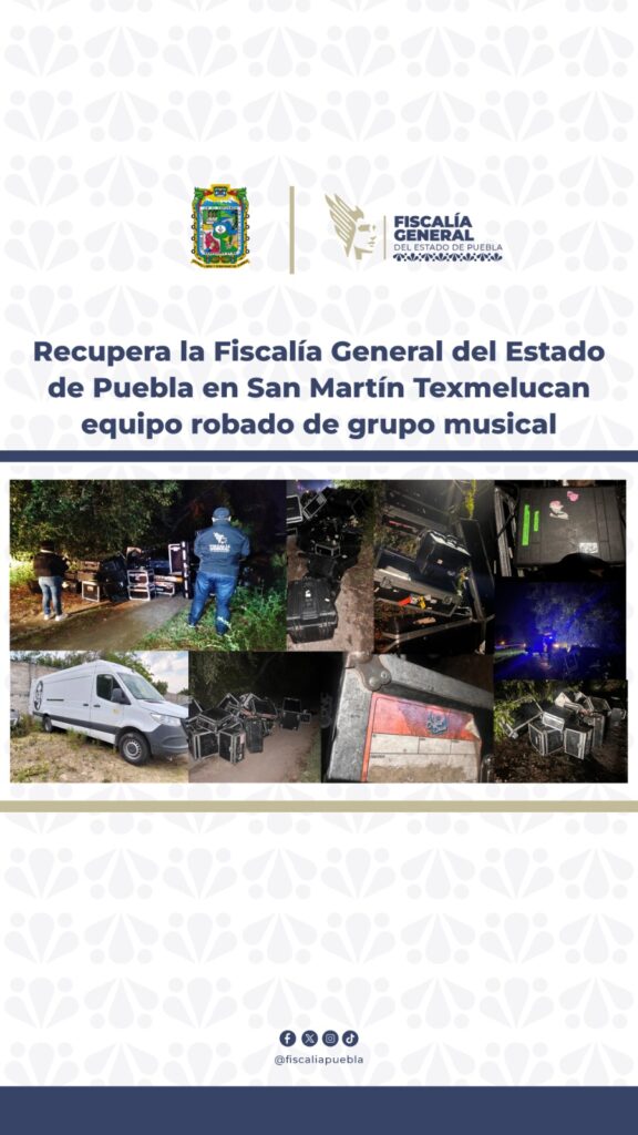 Recuperan en San Martín Texmelucan equipo robado a Los Ángeles Azules